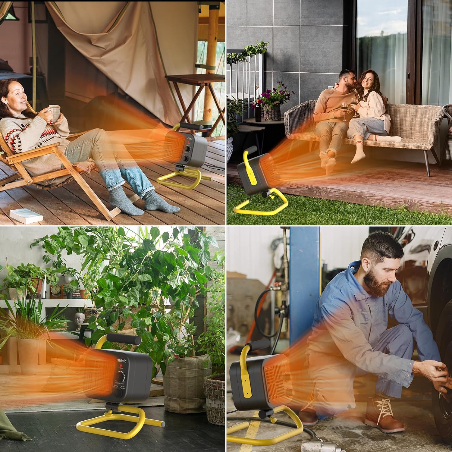 Garage Heaters for Indoor Use, Metal Portable Space Heater with Thermostat, Greenhouse heater, Adjustable Head