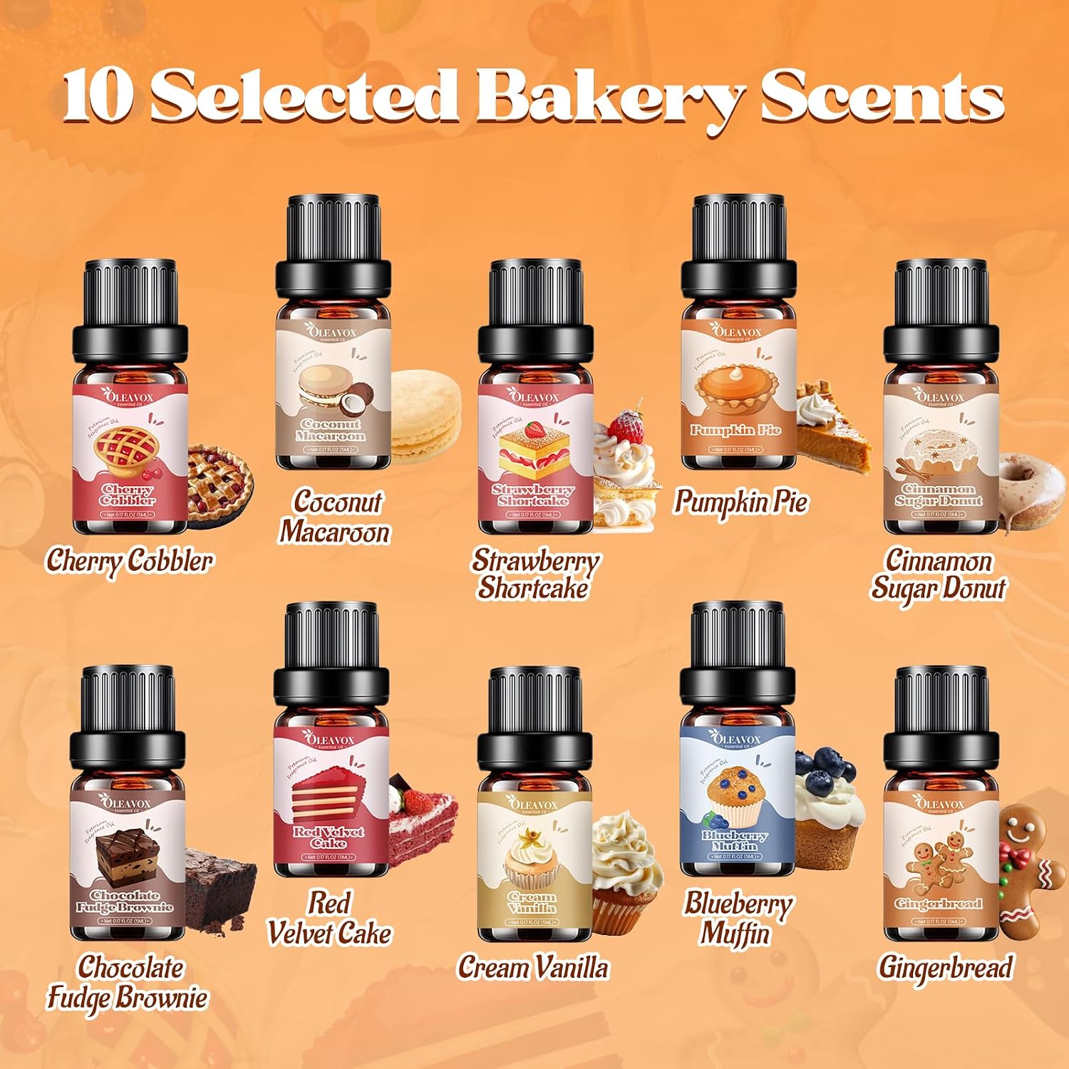 Bakery Essential Oils Set, Fragrance Oil for Diffuser | Fall Candle Scents for Candle & Soap Making, Pumpkin Pie