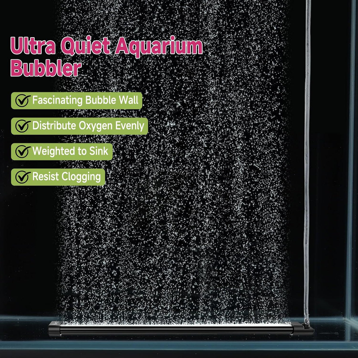 Aquarium Bubble Curtain Wall, Quiet Fish Tank Air Stone with Accessories, High Dissolved Aquarium Bubbler Oxygen
