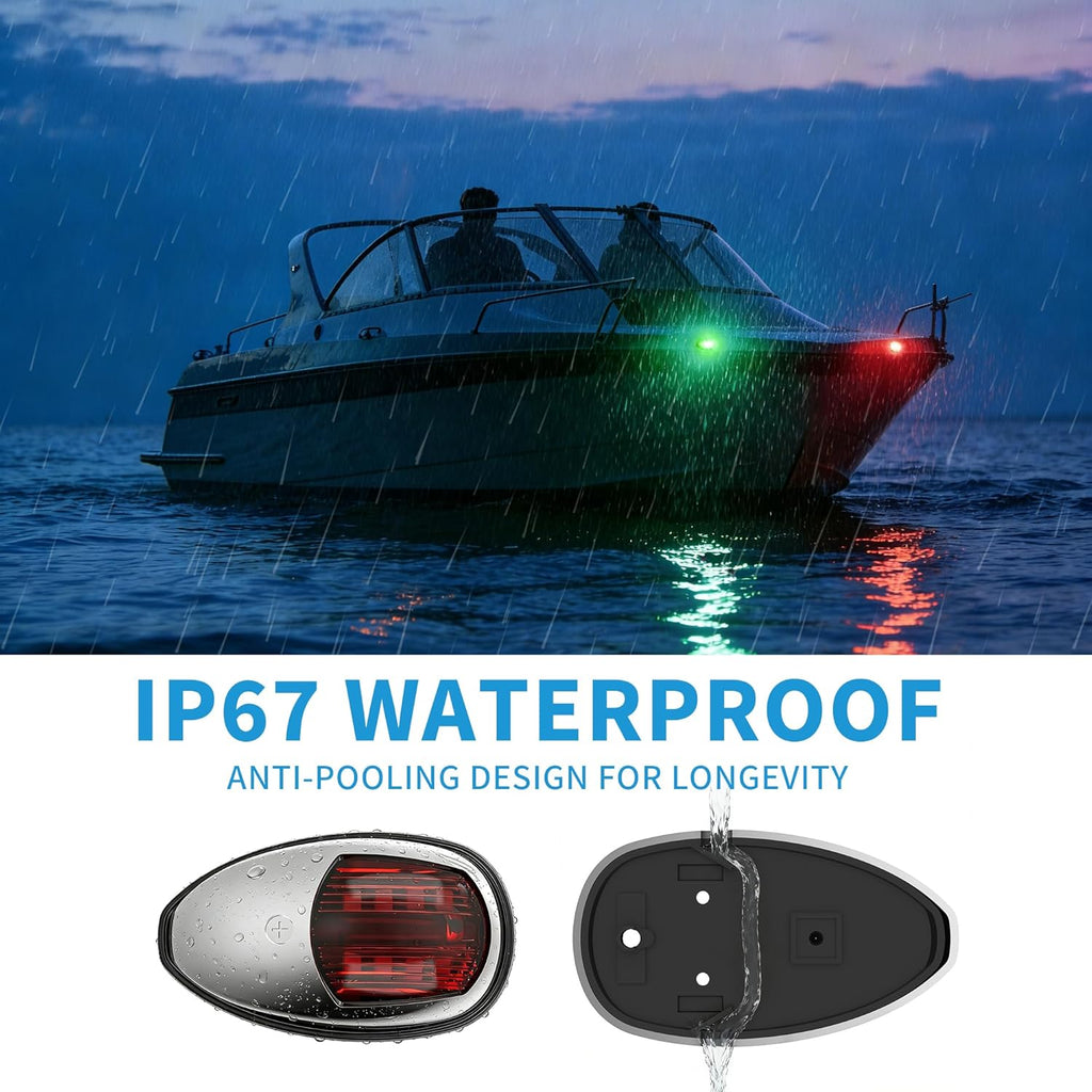 Obcursco LED Boat Navigation Lights, Red and Green Vertical Mount Bow Light