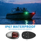 Obcursco LED Boat Navigation Lights, Red and Green Vertical Mount Bow Light
