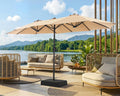 13FT Outdoor Patio Umbrella with Base Included, Double Sided Pool Umbrellas with Fade Resistant Canopy, Large Table