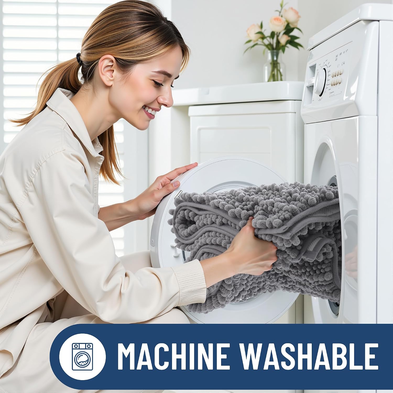 Bathroom Rugs Sets 2 Piece (30x20+24x16), Extra Soft Bath Mats | Grey Soft Absorbent, Rubber Backing Machine Washable
