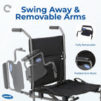 Transport Wheelchair for Adults, Compact Lightweight Wheel Chair with Foldable Backrest, Flip-Back & Removable