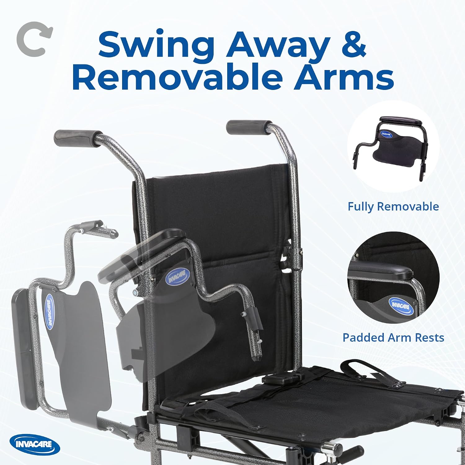 Transport Wheelchair for Adults, Compact Lightweight Wheel Chair with Foldable Backrest, Flip-Back & Removable