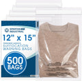12" X 15" (500 Count) Self Seal Clear Poly Bags with Suffocation Warning