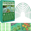 Garden Mesh Netting Kit for Raised Beds, 10x33FT Ultra Fine Mesh Netting& 6 Sets 8FT Fiberglass Garden Hoops, Insect