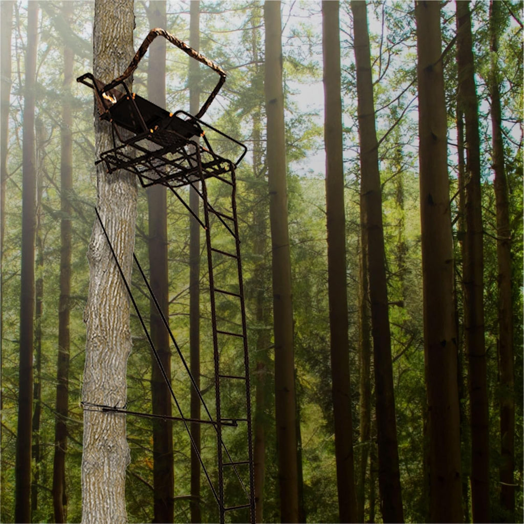 2-Person Ladder Tree Stand for Deer Hunting,17' Tall, Black | The Partner - Adjustable Climbing Treestand with