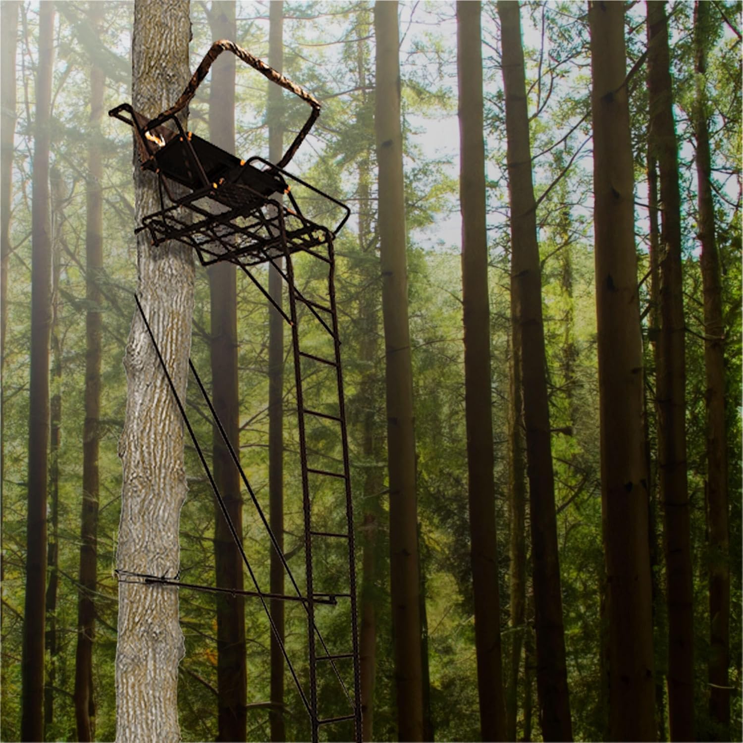 2-Person Ladder Tree Stand for Deer Hunting,17' Tall, Black | The Partner - Adjustable Climbing Treestand with
