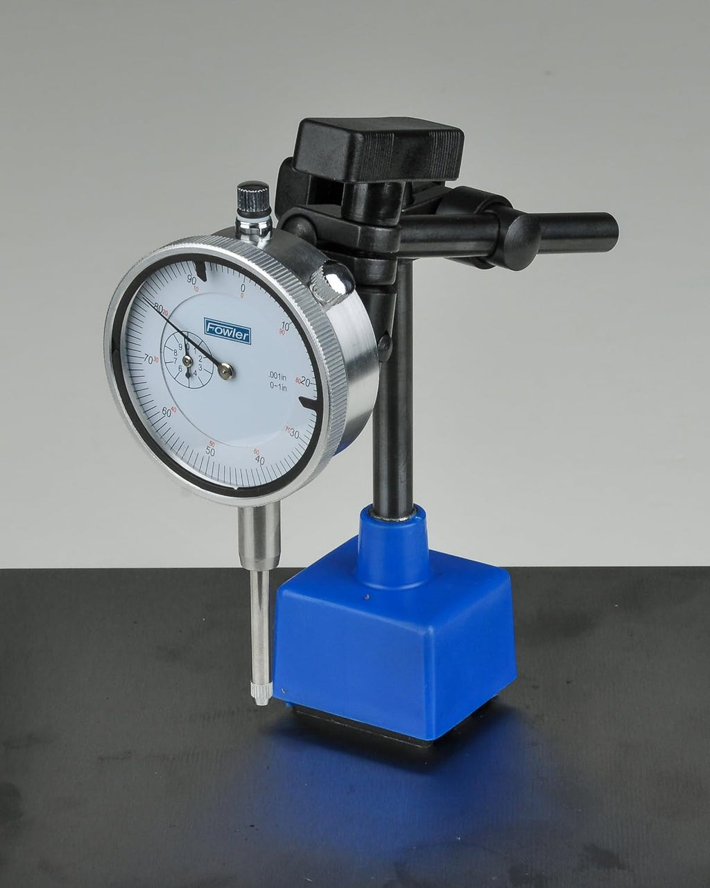 Fowler 52-522-101-0 Dial Indicator and Magnetic Base Set, 1" Measuring Range, 2.25" Dial Diameter, 6" Base Height, 50lb. Magnetic Pull