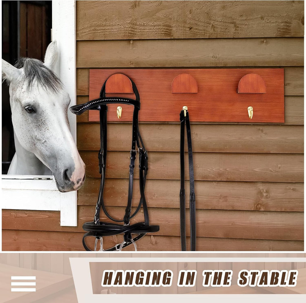 2 Pcs Wooden Bridle Rack for Horse Wall Mount, Vintage Tack Hooks