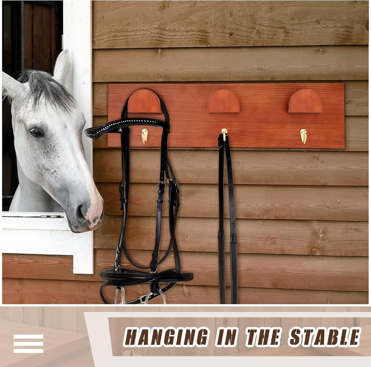 2 Pcs Wooden Bridle Rack for Horse Wall Mount, Vintage Tack Hooks