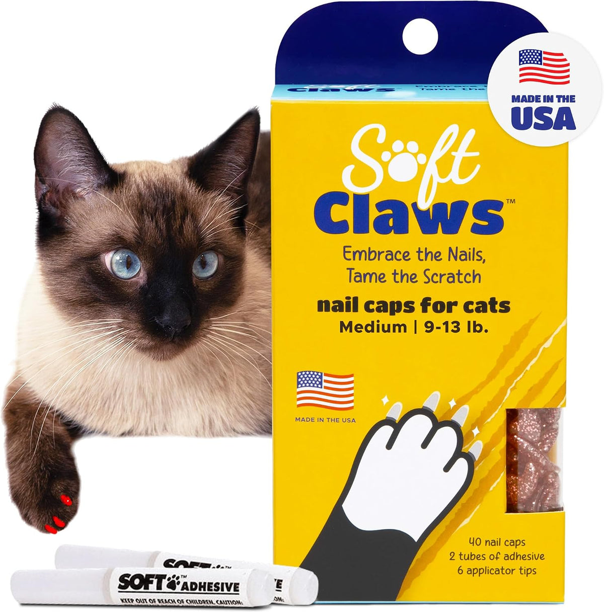 Nail Caps for Medium Cats, 40 Caps, Pink Sparkle