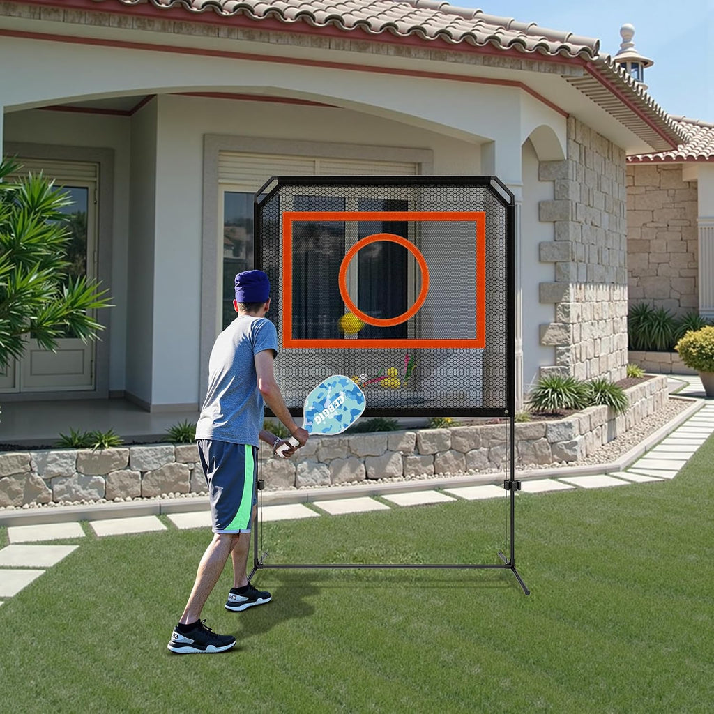 Portable Pickleball Net – Regulation Size Outdoor & Indoor Paddle Game Set with Ball Catch Net & Removable Target –