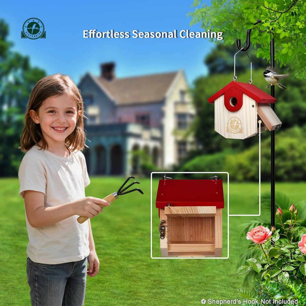 Wren Bird Houses for Outside, Bird House Warming Gifts, Red
