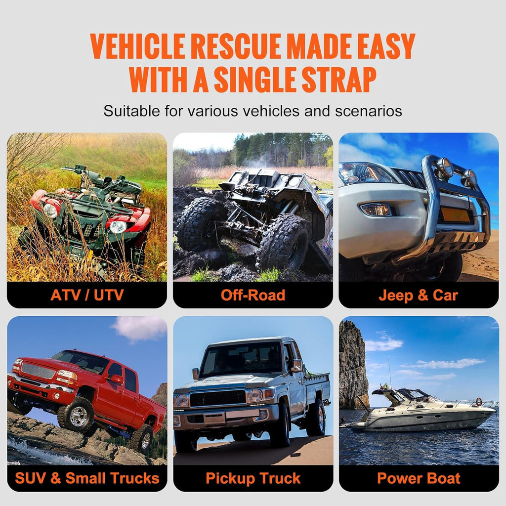 7/8" x 30' Kinetic Recovery Tow Rope 30,580lbs, Heavy-Duty Off Road Snatch Strap with 2 Soft Shackles (41750lbs)