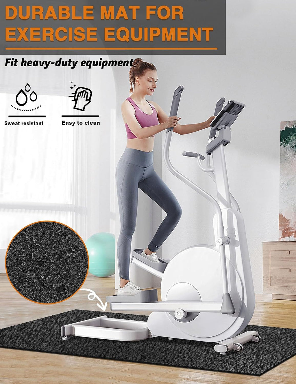 Treadmill Mat 96"x36", WERCHO Walking Pad Mat for Carpet Hardwood Floors 6mm Heavy-Duty Exercise Equipment Mat for