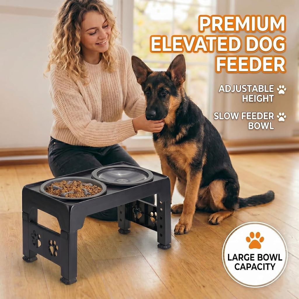 Collapsible Dog Bowls Raised Elevated Adjust Stand