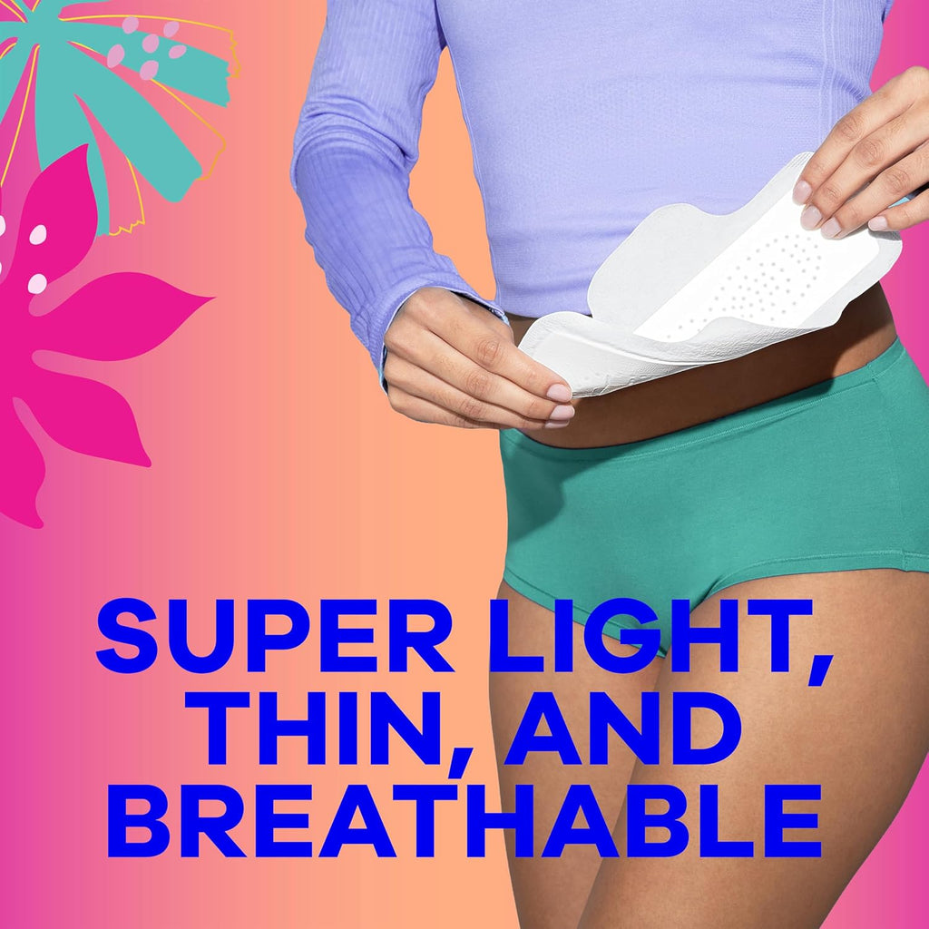 Radiant Teen Feminine Pads for Women, Size 1 Regular Absorbency, with Wings, Unscented, 14 Count