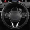 Carbon Fiber Leather Steering Wheel Cover with Anti-Slip Grip, 3D Textured Design, 14.5-15 Inch Car Steering Wheel