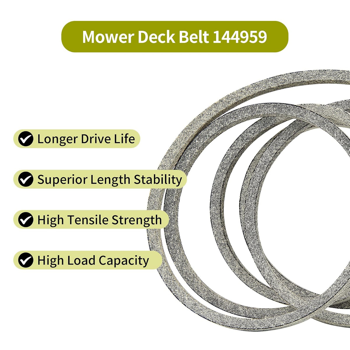 144959 Riding Mower Deck Belt 1/2" X 95" Replacement for Craftsman Poulan Husqvarna AYP 144959 532144959 532130801 160855 130801 138255 42" Deck for Craftsman LT1000 LT2000 LT3000 DYT4000