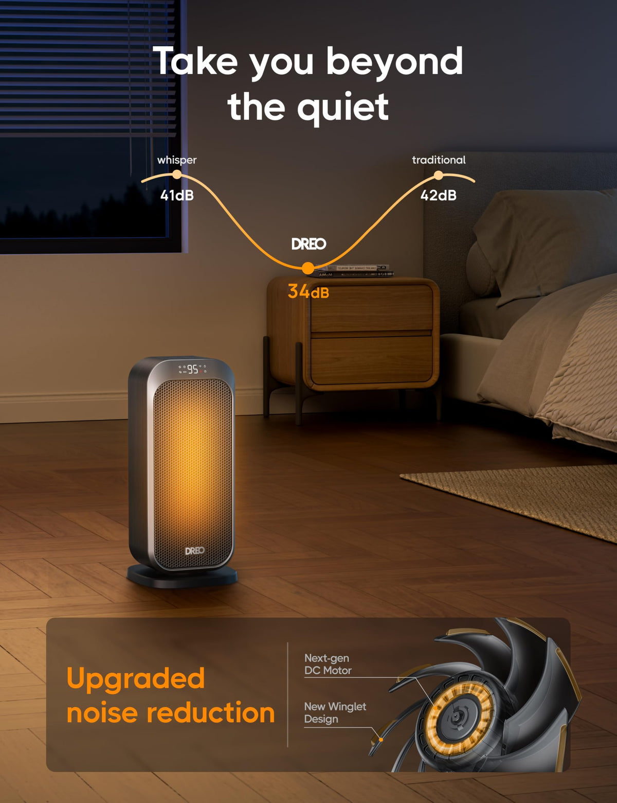 Quiet Space Heater, 1500W Portable Heaters for Indoor Use with Remote