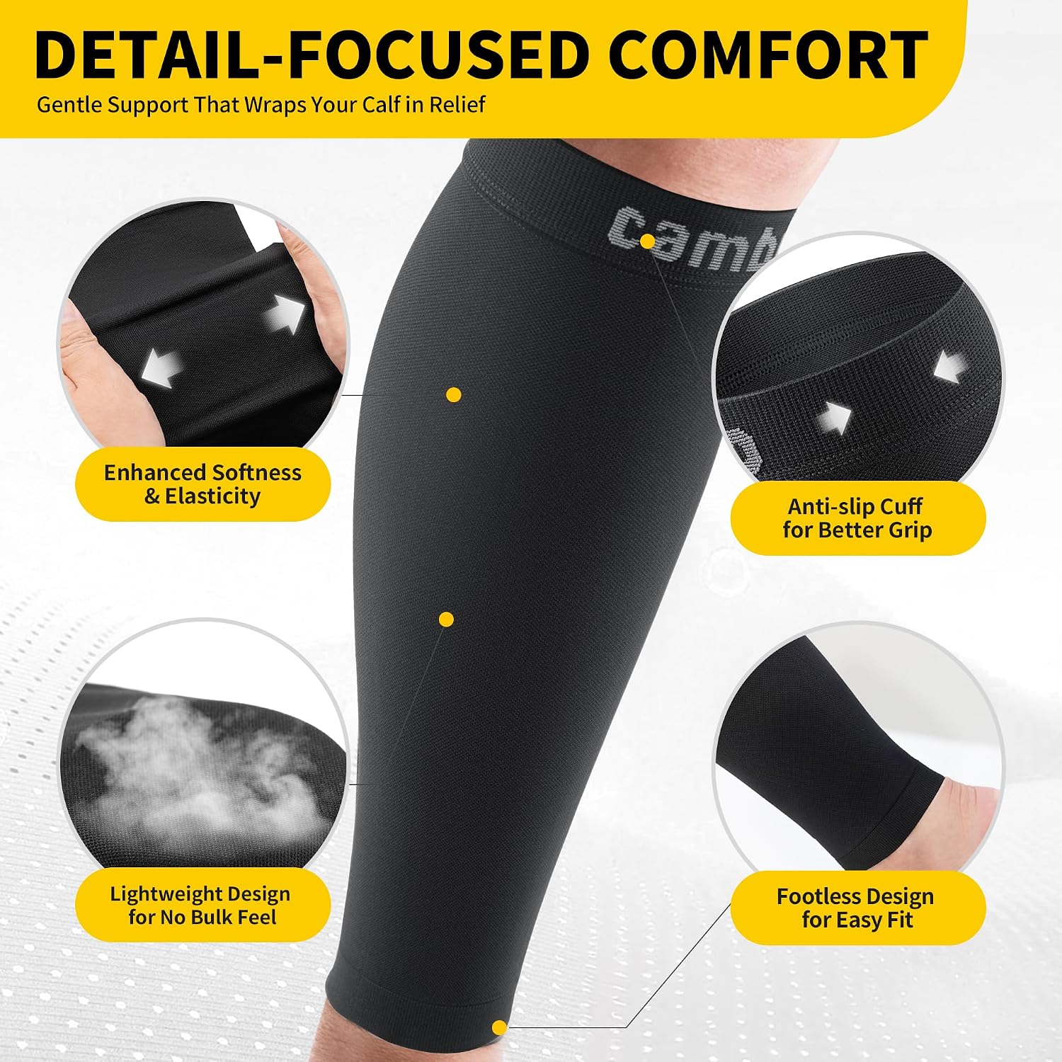 Calf Compression Sleeve for Women & Men - 20-30mmHg Footless Compression Socks Support for Pain Relief, Varicose Vein