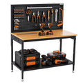 Garage Work Bench with Storage, Pegboard & Power Strip, 48"x24"