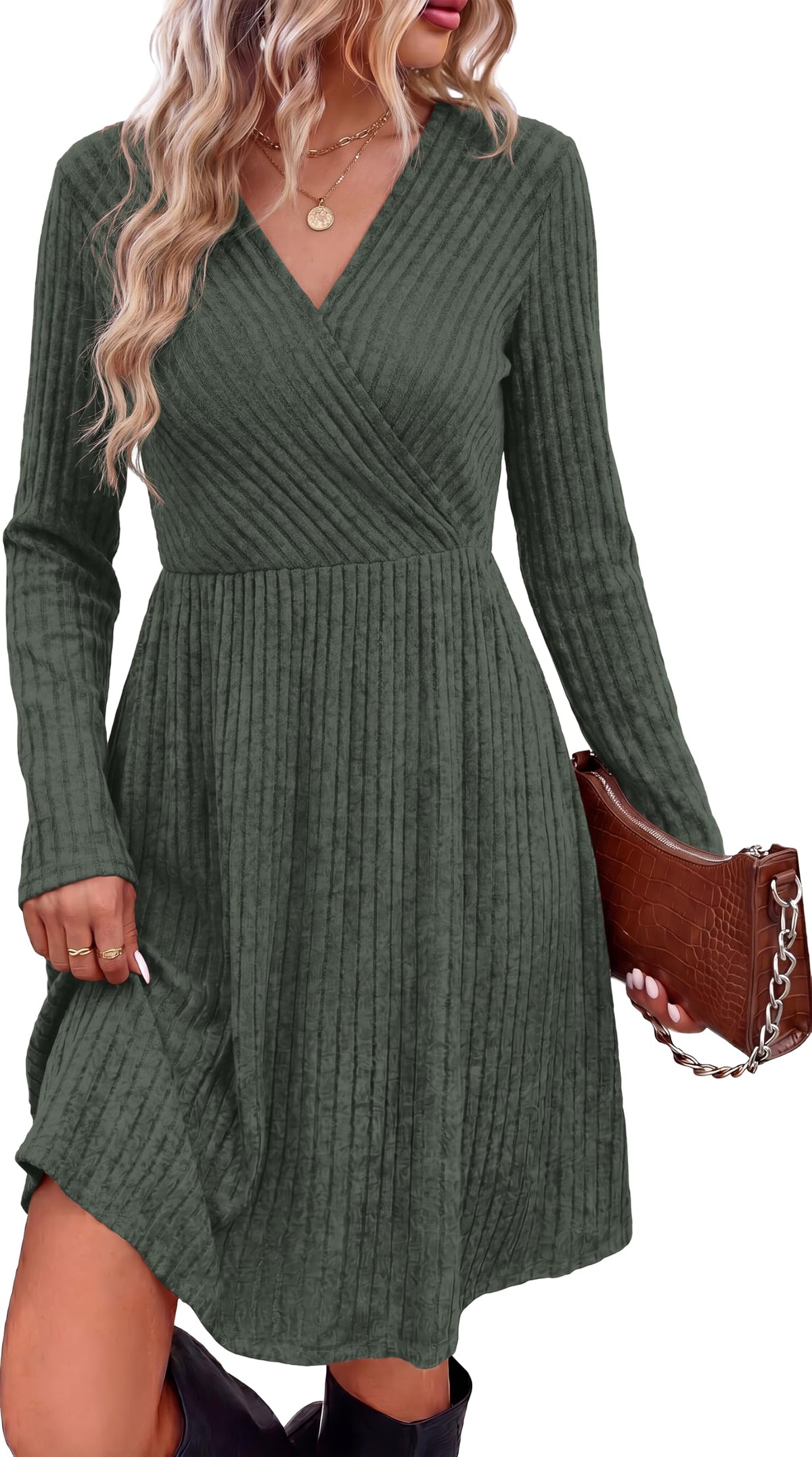 Womens Fall Dresses 2026 Sweater Dress Maternity Clothes Green M