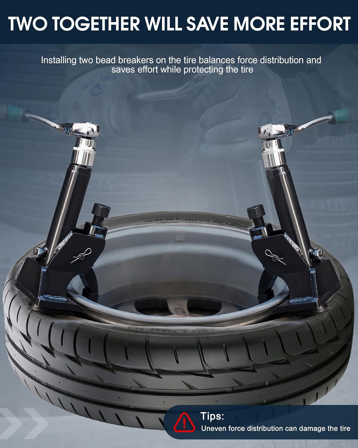 Manual Tire Bead Breaker, 38"-42" Tires Changer Tool w/Rubber Pad, Protect Aluminum Alloy Hubs, Easy-Operated Tire