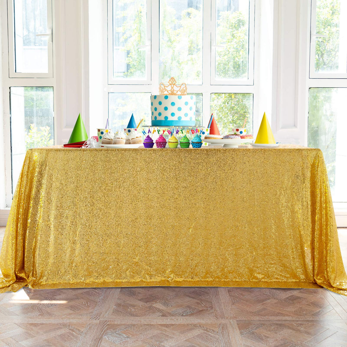 Gold Sequin Tablecloth 90" x 132"