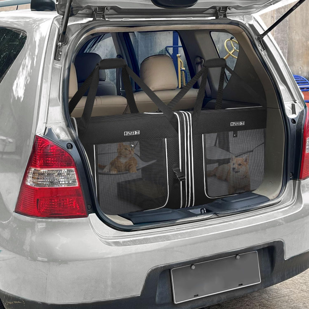 Portable Double Cat Carrier with Litter Box for Multiple Cats