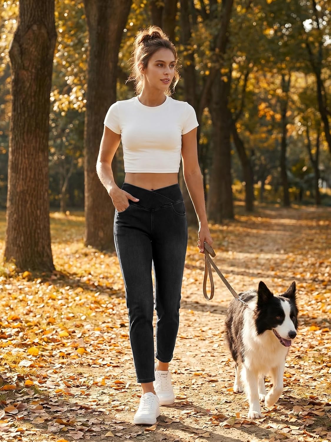 Stretchy Jeans for Women Trendy Butt Lifting Jeggings with Pockets