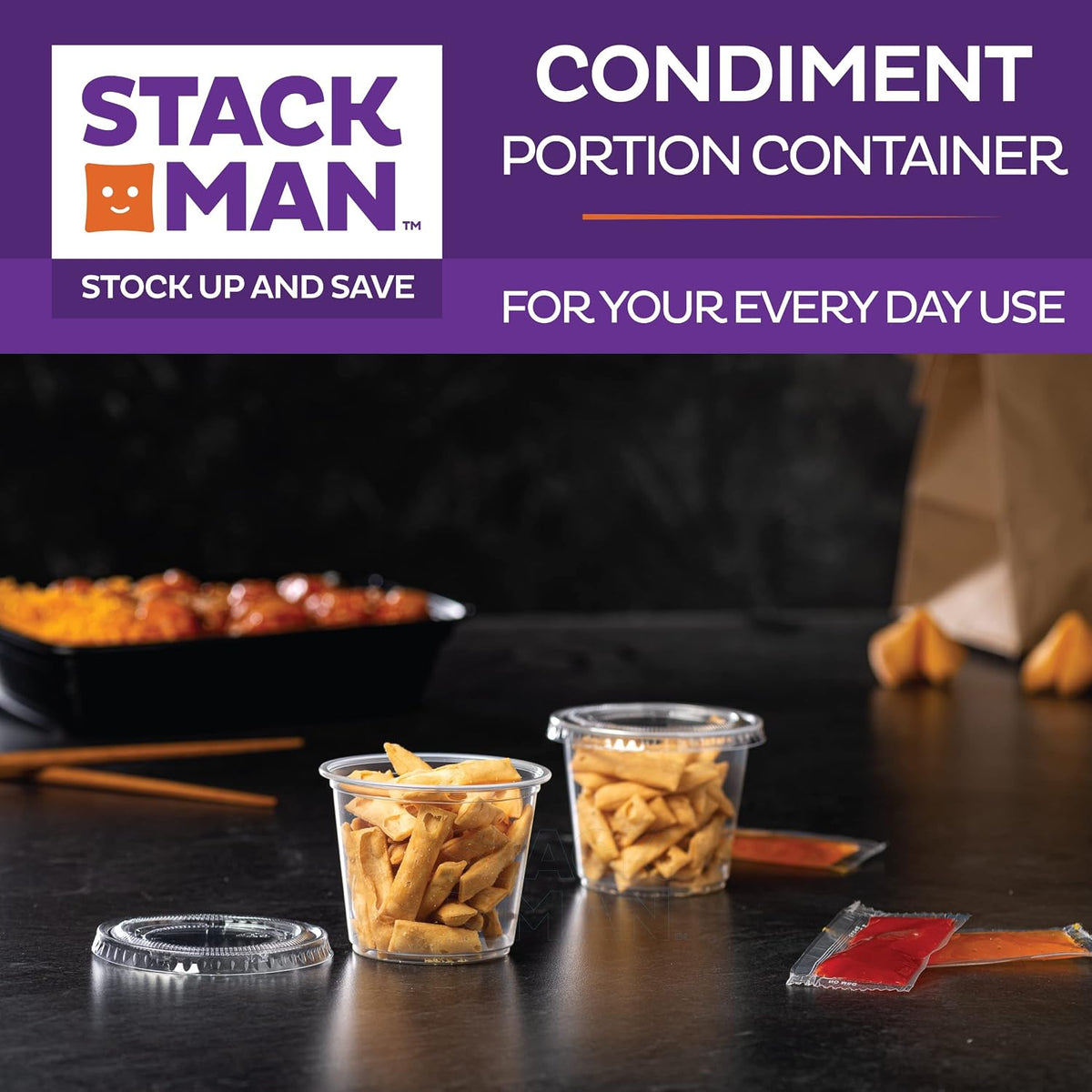 [100 Sets - 5.5 oz.] Plastic Clear Portion Cups, Snack / Yogurt /Parfait/ Pudding / Souffle /Dessert Cups, Disposable