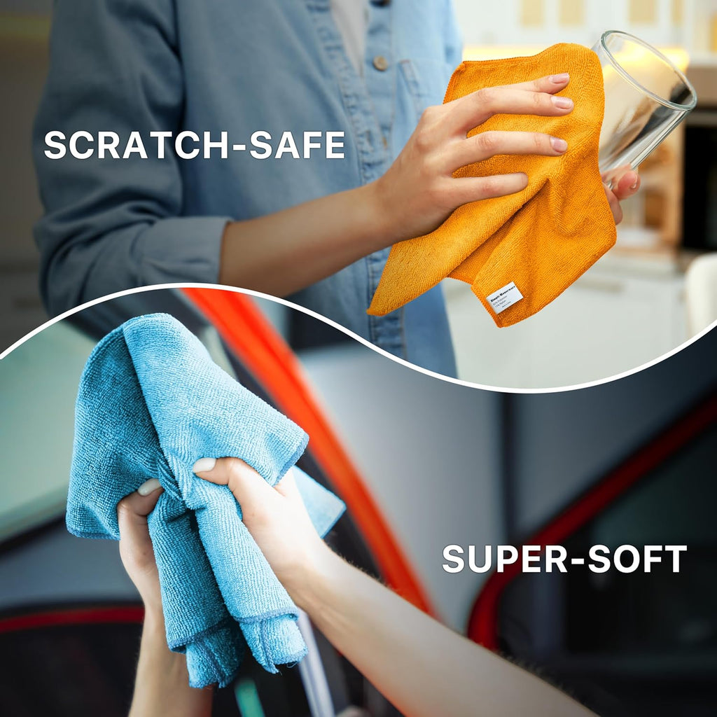 Microfiber Cleaning Cloth 50 Pack, 12" x 16", 4 Colors