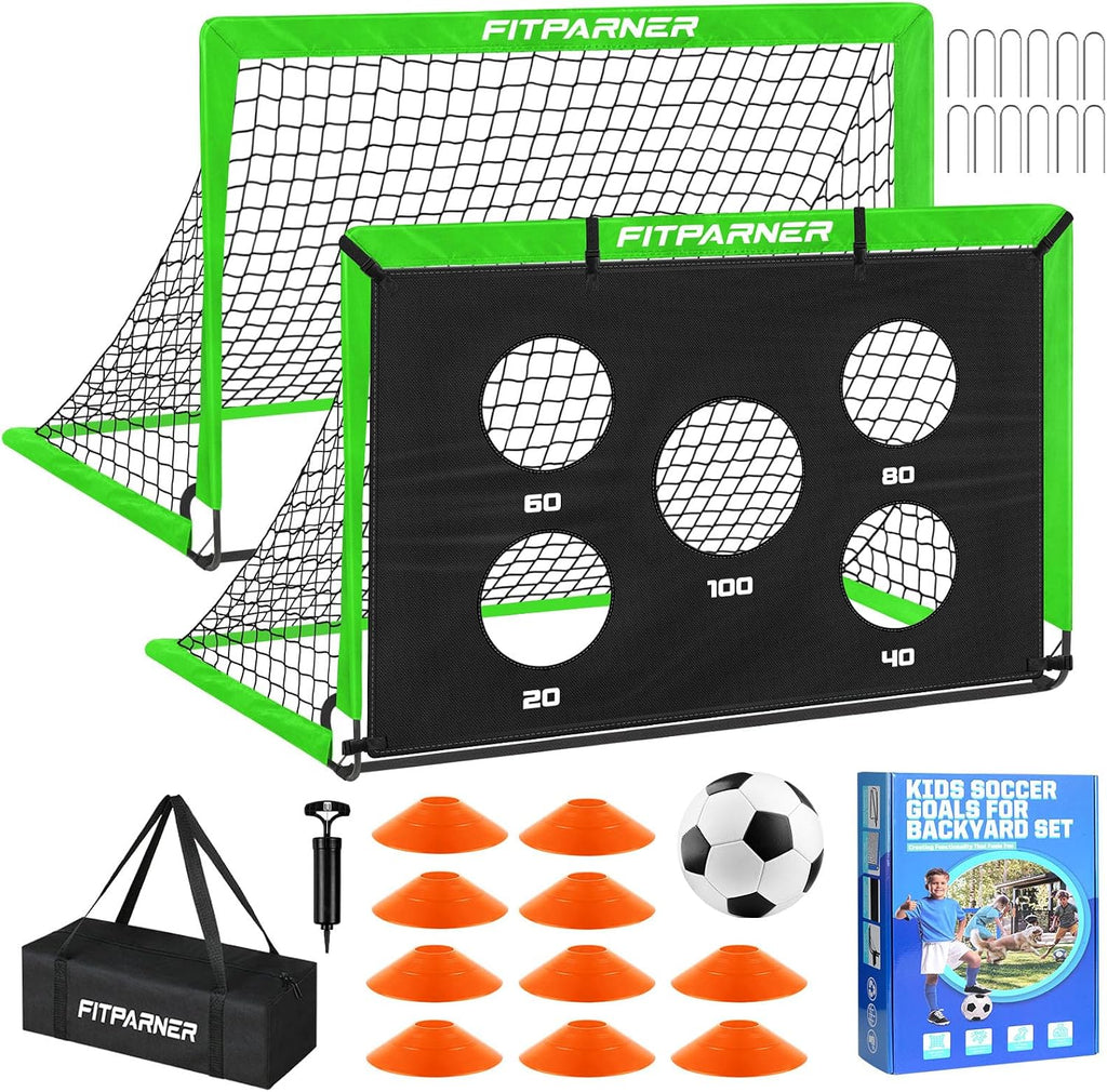 Soccer Goal,Backyard Soccer Goals for Kids 2 Pack,4x3/6x4 FT Portable Toddler Soccer Nets with Target,Ball &
