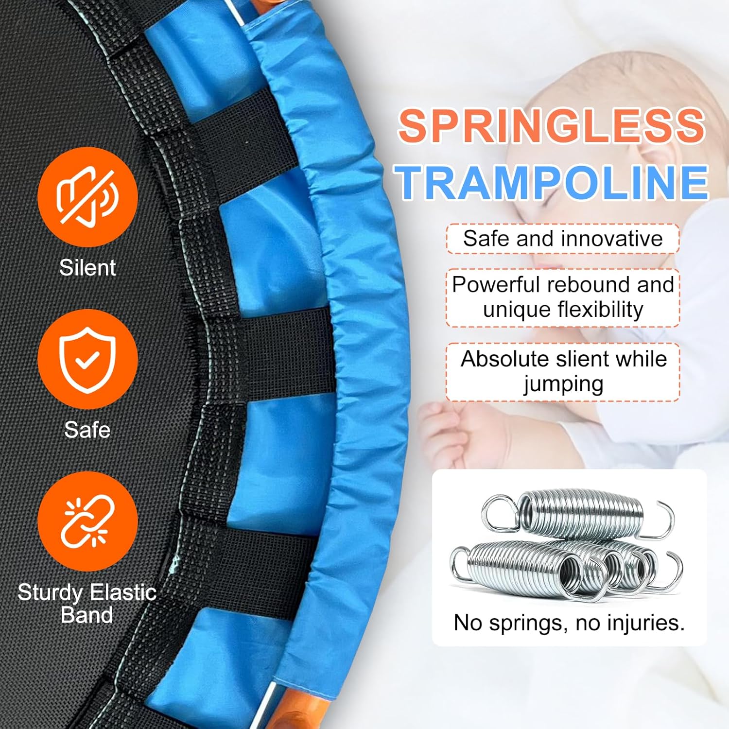 36-Inch Toddler Trampoline with Foam Handle, Foldable Indoor Outdoor Mini Rebounder for Kids Ages 2–6