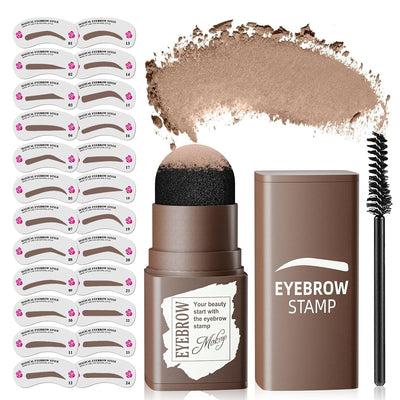 Eyebrow Stamp Kit, Eyebrow Stencils for Shaping Brow Powder, Light Brown