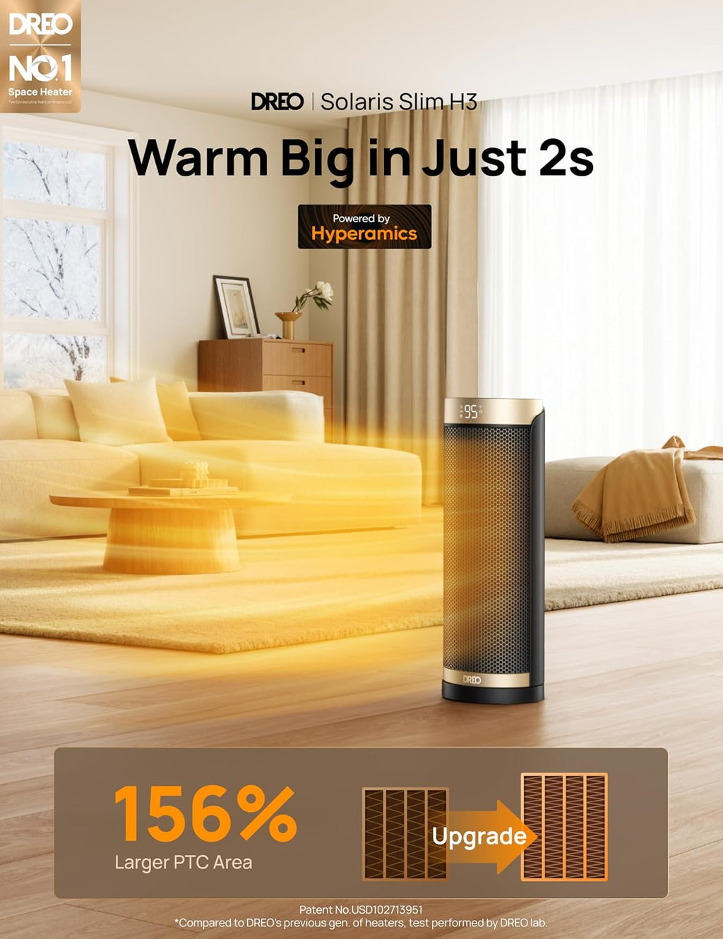 Space Heaters for Indoor Use with Thermostat, 1500W Electric Heaters | Fast Heating, Quiet Operation, 70°