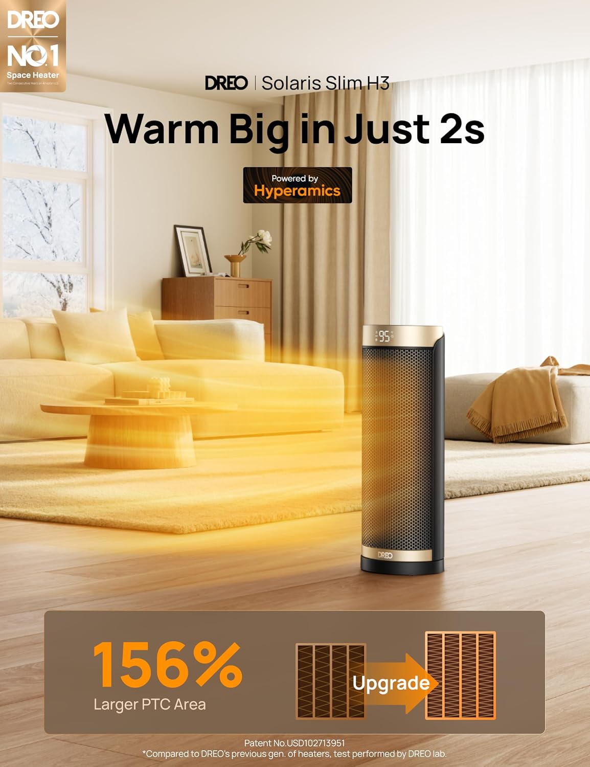 Space Heaters for Indoor Use with Thermostat, 1500W Electric Heaters | Fast Heating, Quiet Operation, 70°