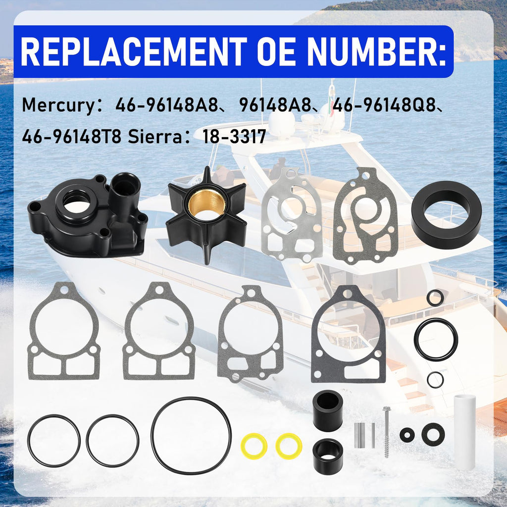 96148A8 Water Pump Impeller Kit for MerCruiser Alpha 1 Gen 1 Stern Drives