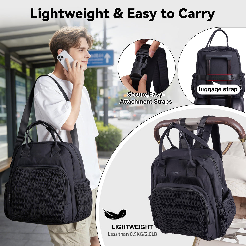 Large Capacity Diaper Bag Backpack with Insulated Pockets,Black