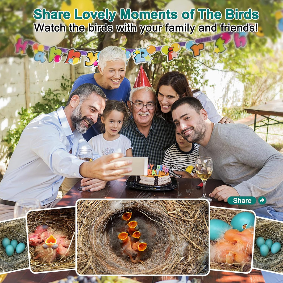 Smart Bird House with Camera,2K HD Bluebird House with Camera Solar Powered,Bird Watch Nesting and Hatching,Night