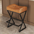 Counter Height Bar Stools, 26" Saddle Barstools with Footrest, 1 Pack Brown