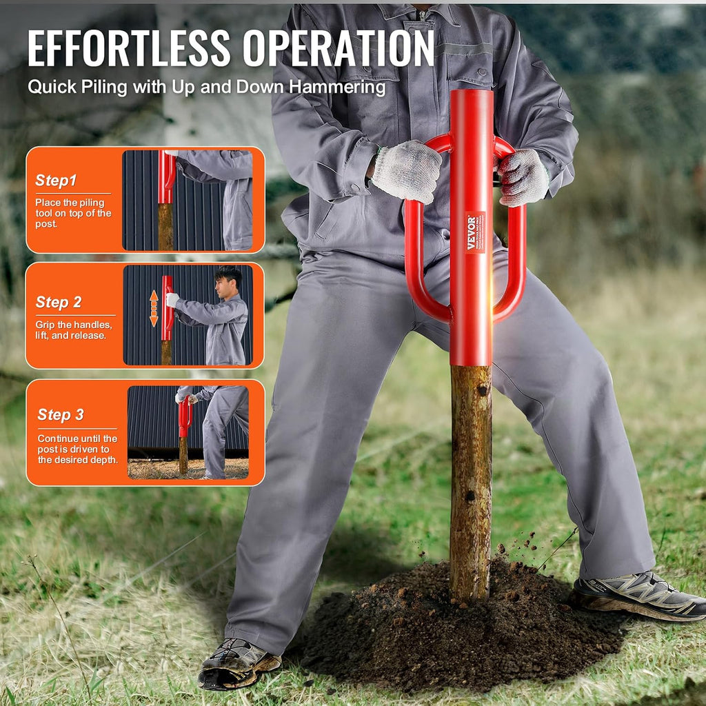 Fence T Post Driver, 4.11" Inner Diameter Post Pounder with Handles, 22LB Heavy Duty Carbon Steel Hand Post Rammer