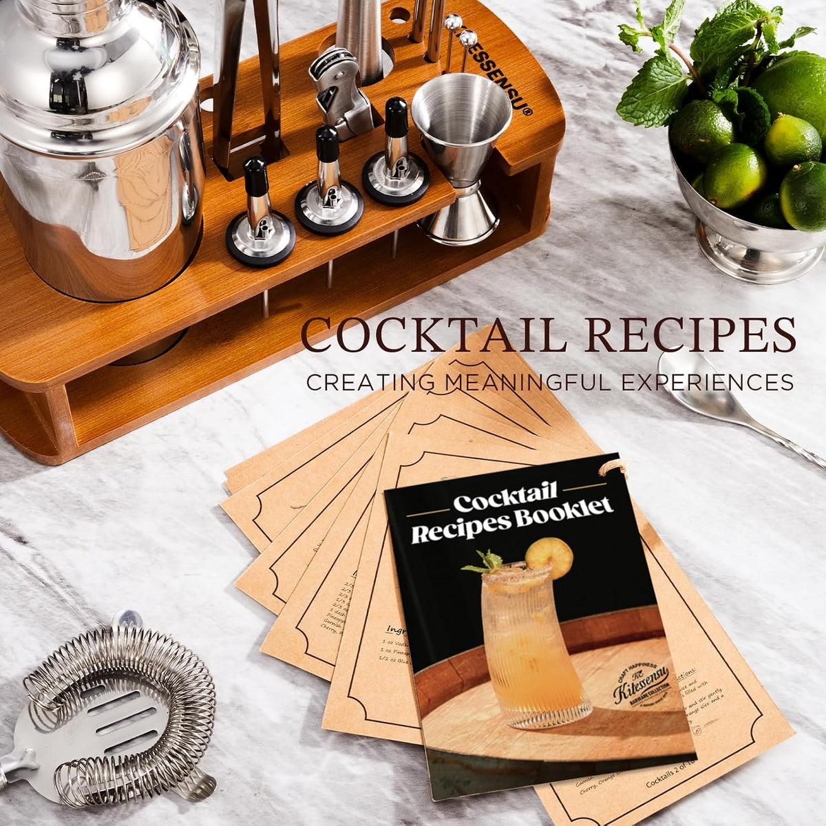 Cocktail Shaker Set Bartender Kit with Stand | Bar Set Drink Mixer Set with All Essential Accessory Tools: Martini