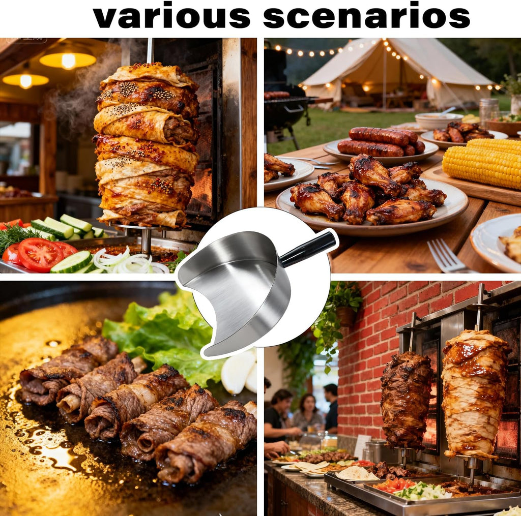 Rotisserie Catch Pan Meat Catcher,Handheld Catcher Pan for Shawarma Doner Kebab Grill Machine, Vertical Rotisserie