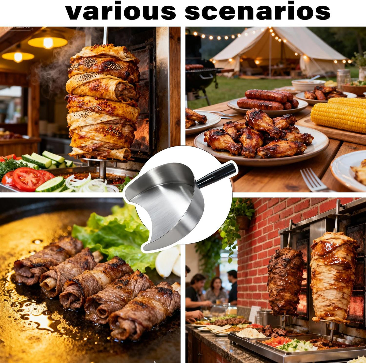 Rotisserie Catch Pan Meat Catcher,Handheld Catcher Pan for Shawarma Doner Kebab Grill Machine, Vertical Rotisserie