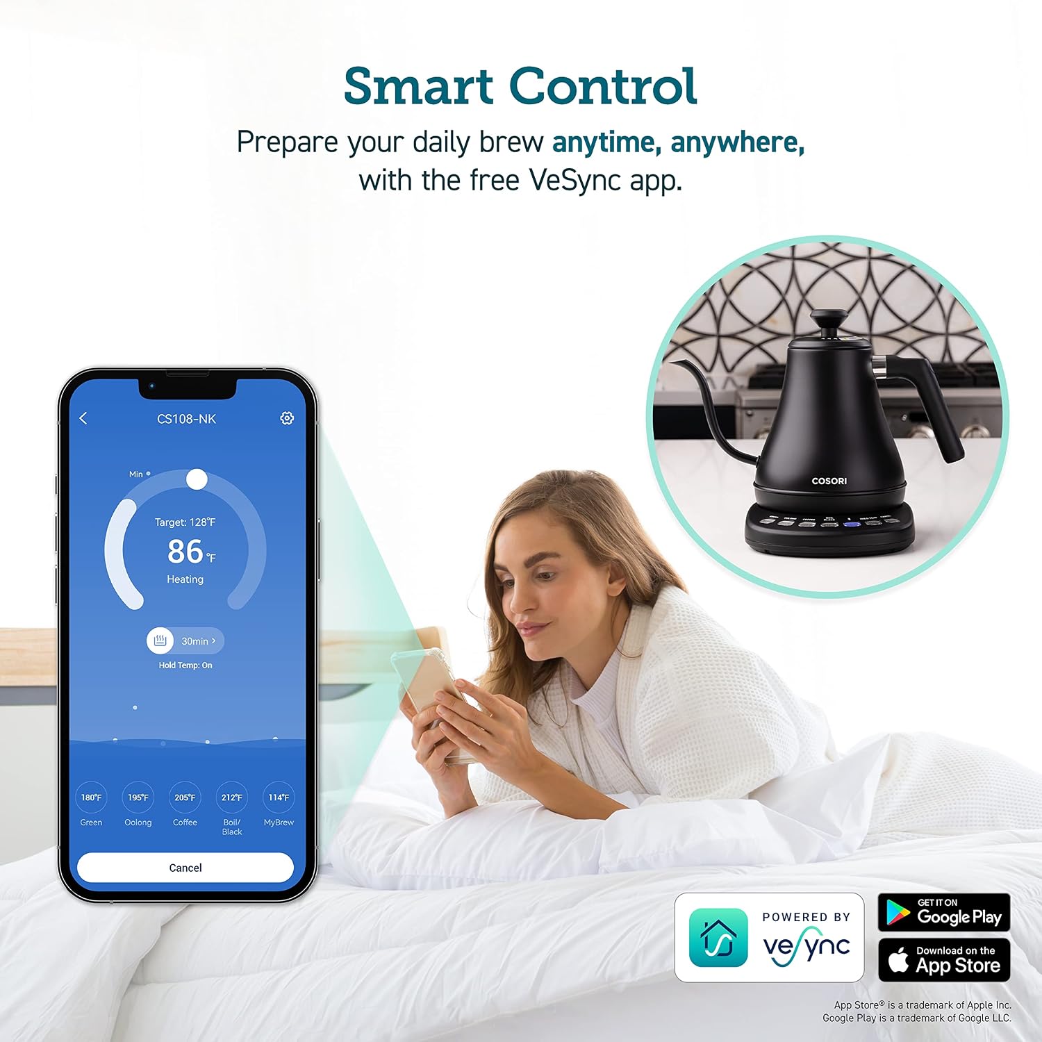 Smart Gooseneck Electric Kettle, App & Temperature Control, 0.8L | No Plastic Contact with Water, App Control, 4
