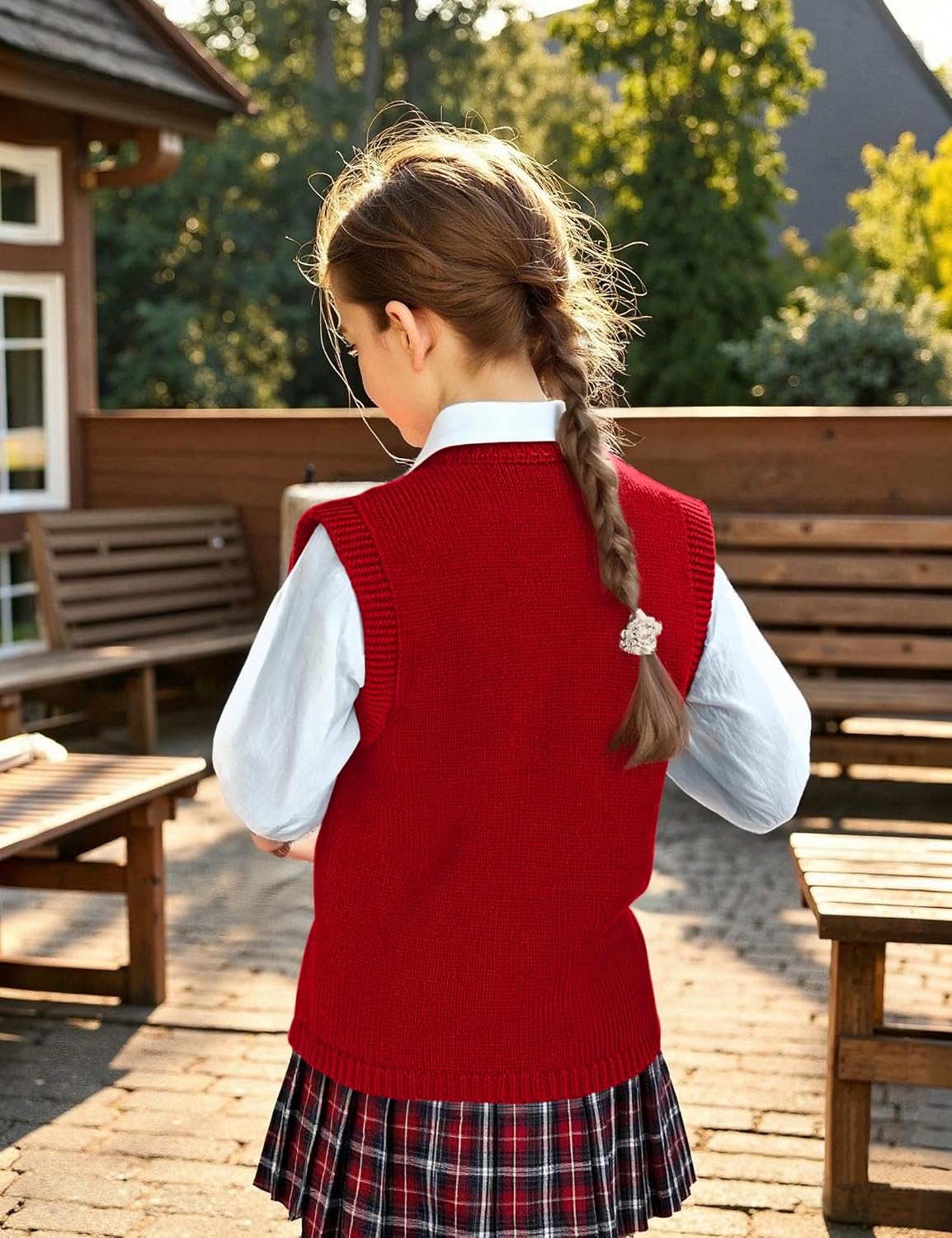 Girls Sweaters Vest Lightweight Sleeveless Cable Knit Sweater Cardigans Button Down Knitwear Tank Tops with Pockets